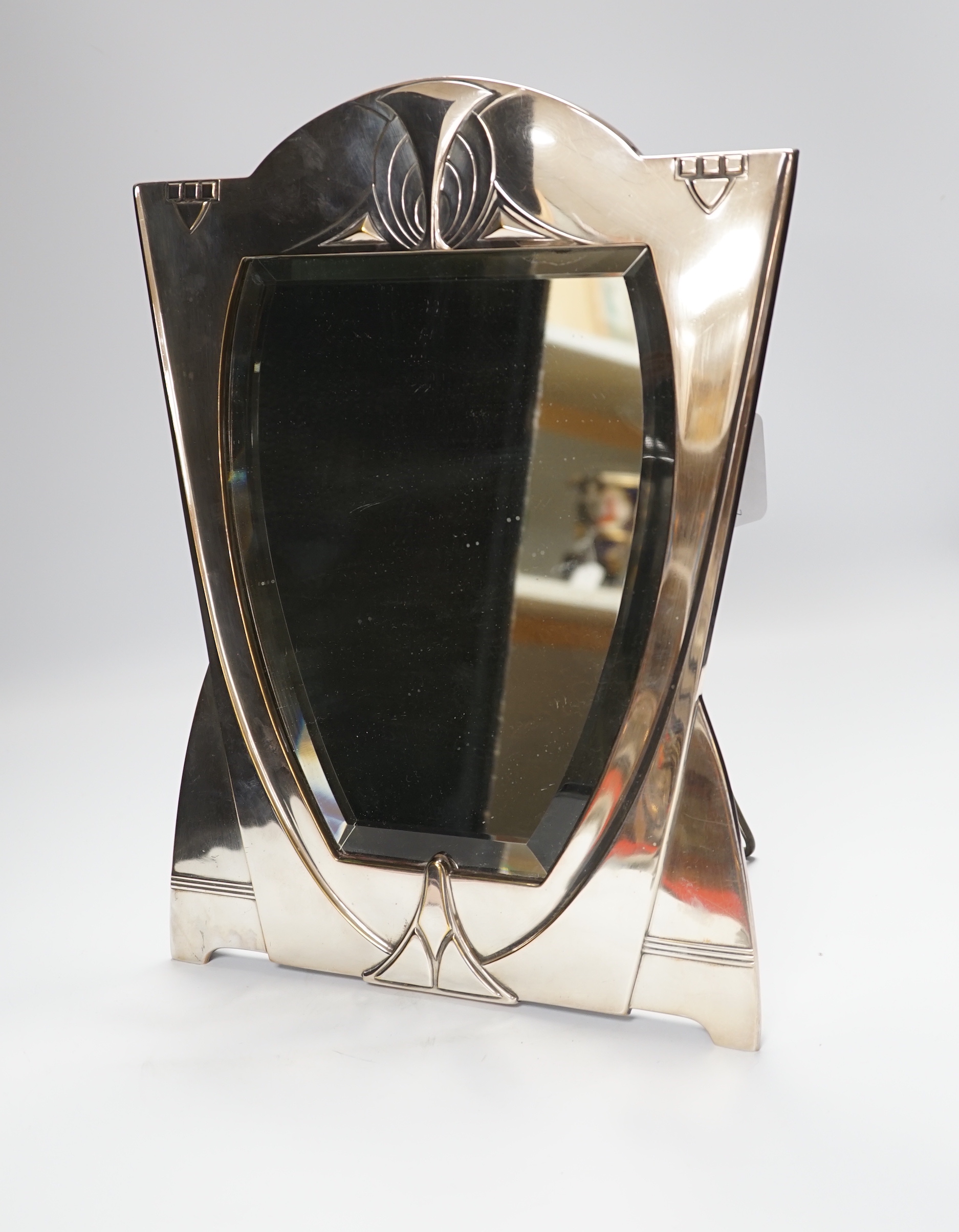 A WMF silver plated Art Nouveau easel mirror, impressed marks, 39cm high